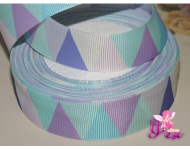 Лента репсовая 25 мм с рисунком "Треугольники" - 1м