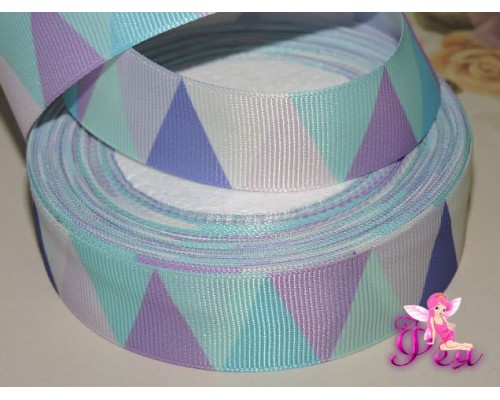 Лента репсовая 25 мм с рисунком "Треугольники" - 1м