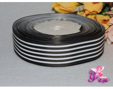 Репсовая лента с рисунком 25мм ,  чёрно-белого цвета