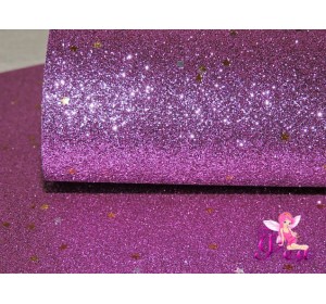 Лист кожзама "Глиттер-звездочки" цв. сиреневый  № 3