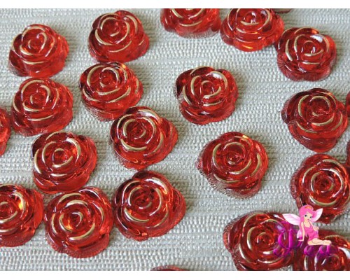 Стразы 13 мм "Розочки", цв. красный