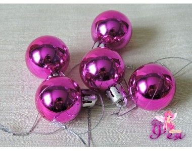 Шарик новогодний 3 см глянцевый,  фукси