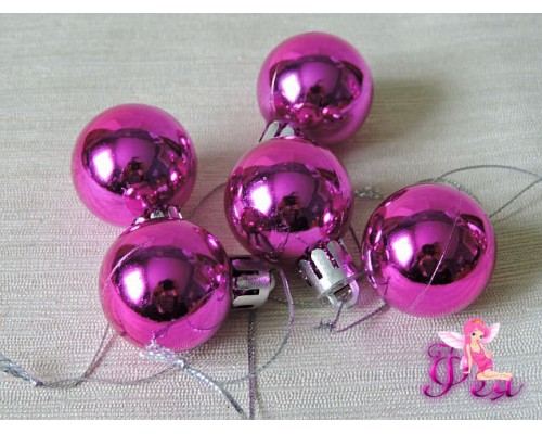 Шарик новогодний 3 см глянцевый,  фукси