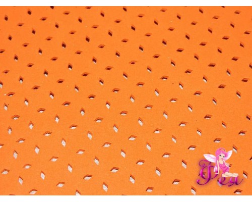 Фоамиран декоративный 2 мм (20*30 см), в дырочки, цв. оранжевый  - 1 лист