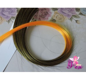 Цветная прядь градиент, 50 см, цв. черный-оранжевый - 1 шт.