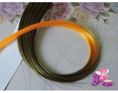 Цветная прядь градиент, 50 см, цв. черный-оранжевый - 1 шт.