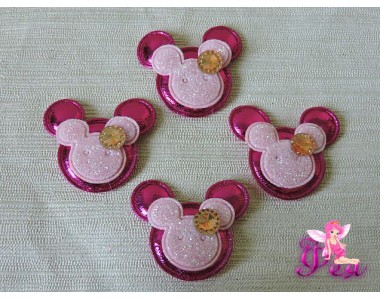 Патч с декором 3,2 см "Микки Маус", фукси - 1 м