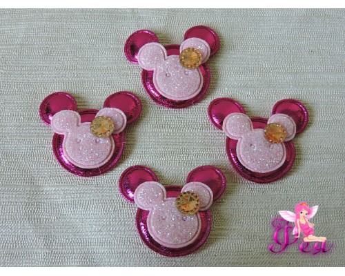 Патч с декором 3,2 см "Микки Маус", фукси - 1 м