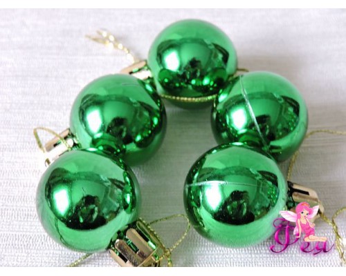 Шарик новогодний 3 см глянцевый, зеленый