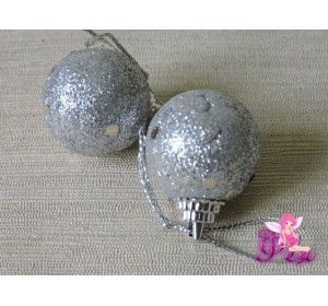 Шарик новогодний 2,7 см с блестками, серебро