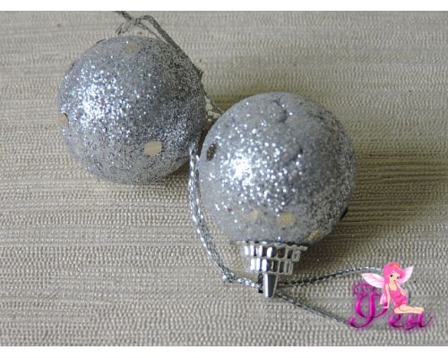 Шарик новогодний 2,7 см с блестками, серебро