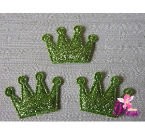 Патч с блестками 3*2,5 см "Корона", салатовый (1 шт)