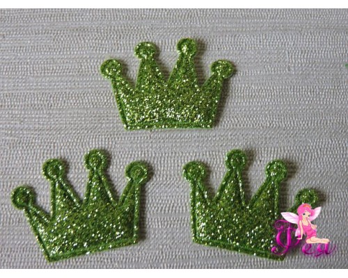 Патч с блестками 3*2,5 см "Корона", салатовый (1 шт)