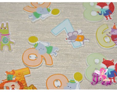 Фигурка из фанеры 30*25  мм "Цифры с животными" - 1 шт