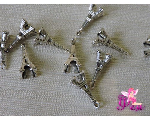 Подвеска металлическая "Эйфелевая башня" 20*9 мм, цв.  серебро (1 шт)