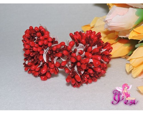 Букетики тычинок 12 шт, цв. красный