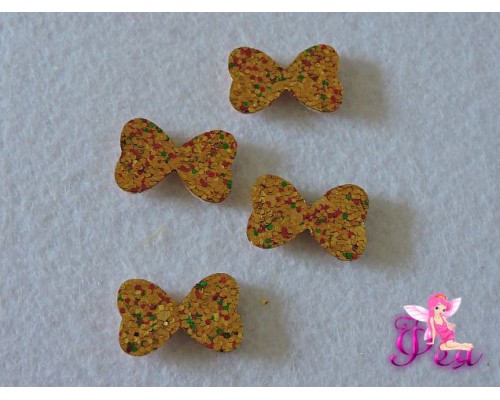 Патч с пайетками  " Бантик" 2,5*1,7 см,  золото 