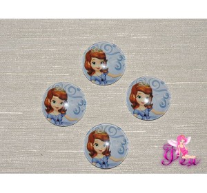 Кабошон стеклянный с рисунком 25 мм "Принцесса София 1" - 1шт