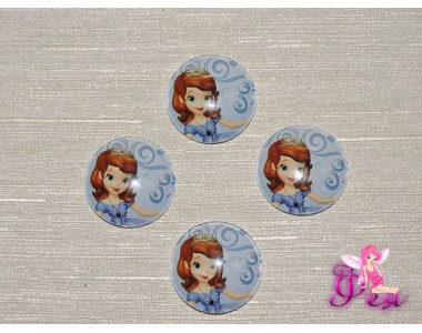 Кабошон стеклянный с рисунком 25 мм "Принцесса София 1" - 1шт