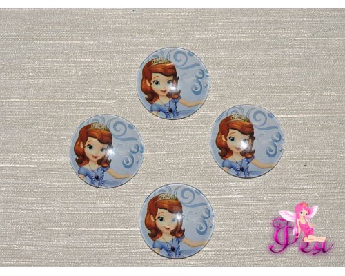 Кабошон стеклянный с рисунком 25 мм "Принцесса София 1" - 1шт