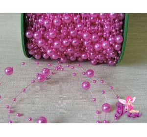 Бусы на леске 3-8мм, цв. фукси