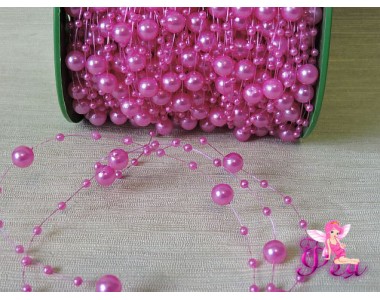 Бусы на леске 3-8мм, цв. фукси