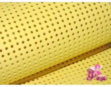 Фоамиран декоративный 2 мм (20*30 см), в дырочки-ромбики, цв. желтый-1 лист.