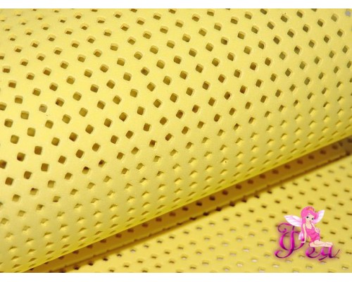 Фоамиран декоративный 2 мм (20*30 см), в дырочки-ромбики, цв. желтый-1 лист.