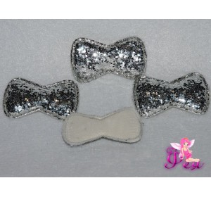 Патч с пайетками "Бантик 3D" 5*3 см, серебро
