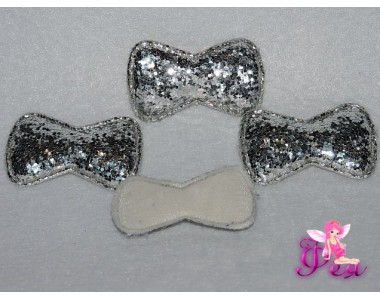 Патч с пайетками "Бантик 3D" 5*3 см, серебро