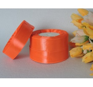 Однотонная атласная лента 25 мм, неоново-оранжевого цвета