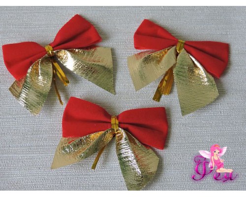 Бантик бархатный 5 см, красный-золото