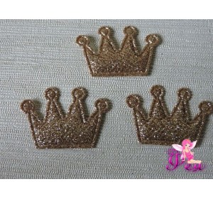 Патч с блестками 3*2,5 см "Корона", светло-коричневый (1 шт)