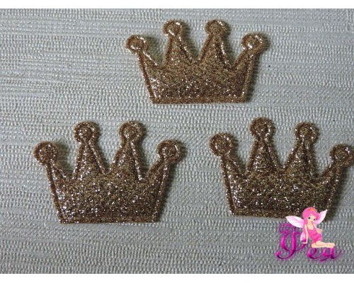 Патч с блестками 3*2,5 см "Корона", светло-коричневый (1 шт)