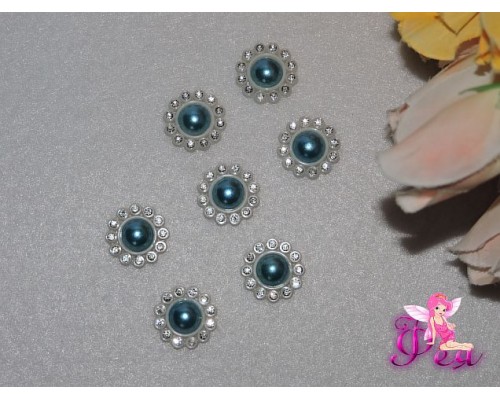 Кабошон-серединка "Цветок" 16 мм, бирюзовый