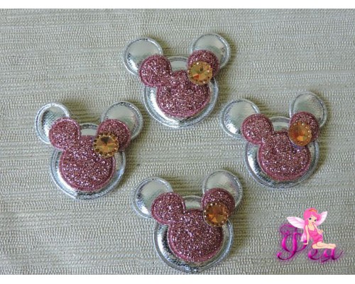 Патч с декором 3,2 см "Микки Маус", серебро - 1 м