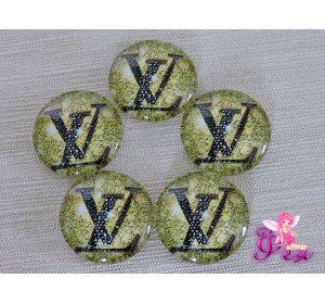 Кабошон стеклянный с рисунком 25мм, "Louis Vuitton" 