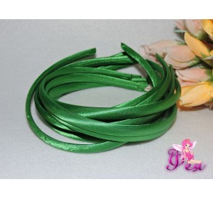 Ободок пластиковый в ткани 1 см, цв. зеленый