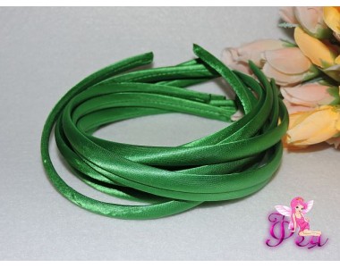Ободок пластиковый в ткани 1 см, цв. зеленый