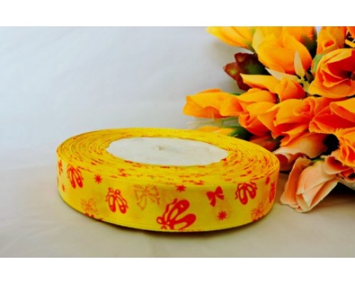 Атласная лента 12 мм, цв. желтый, в балетки