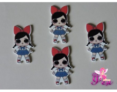 Кабошон-вырубка 40*22 мм, ЛОЛ  с красным бантом (пластик)  - 1шт