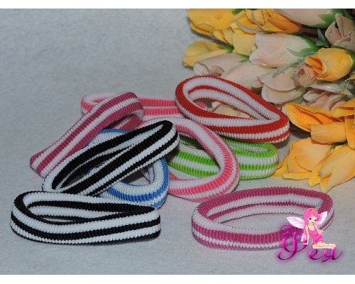 Резинки(бесшовные) для волос 55мм цв.микс полоса, упак. 4 шт