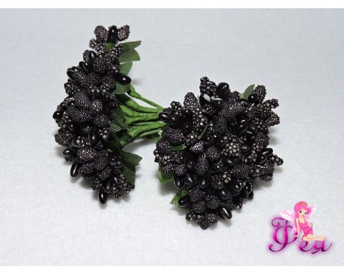 Букетики тычинок «зелень аралии», цв. черный. 1 букетик=12шт.