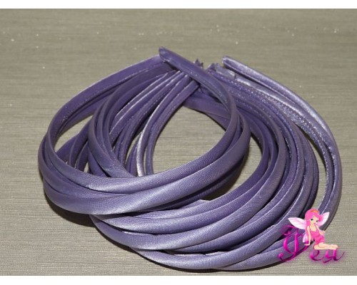 Ободок пластиковый  1 см с атласной тканью, цв. сиреневый 