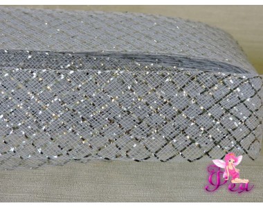 Регилин мягкий 45 мм, цв. белый  с серебряной  нитью ( 1 м)