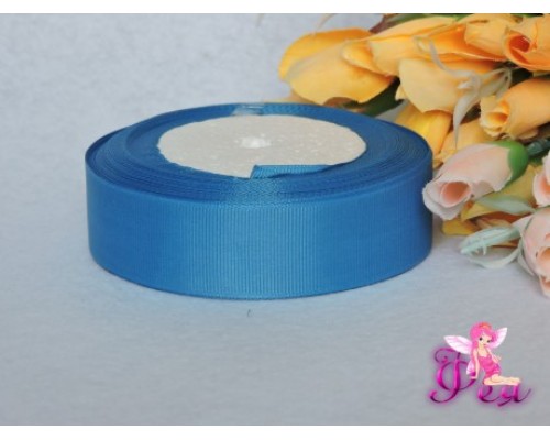 Однотонная репсовая лента 25 мм, цв. лазурно-серый -1 м