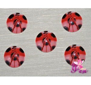 Кабошон стеклянный с рисунком 25 мм "Леди Баг" - 1шт