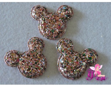 Патч 3D , россыпь пайеток " Микки Маус" 4 *3,8 см, розовый