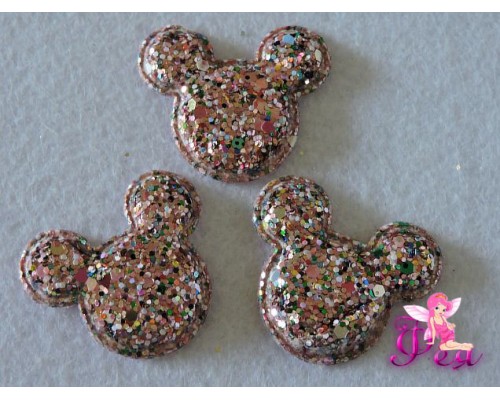 Патч 3D , россыпь пайеток " Микки Маус" 4 *3,8 см, розовый