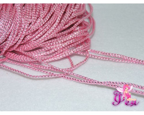 Шнур декоративный с люрексом 2 мм, цв. розовый